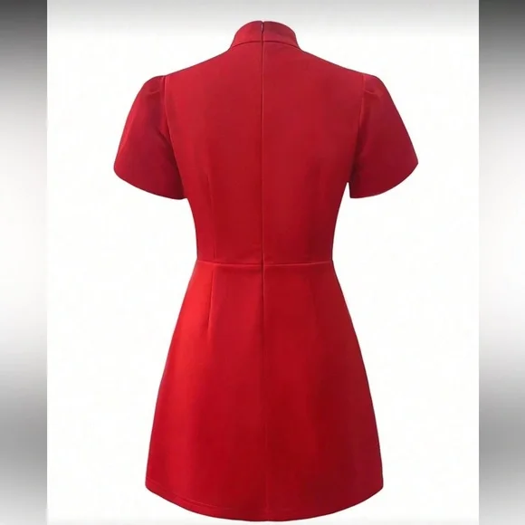 Elegant Red Mini Dress - Picture 2 of 6